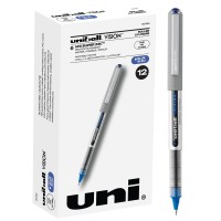 Uniball Vision Rollerball Pens Fine Point 07 Mm Gray Barrel Blue Ink Pack Of 12