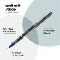 Uniball Vision Rollerball Pens Fine Point 07 Mm Gray Barrel Blue Ink Pack Of 12