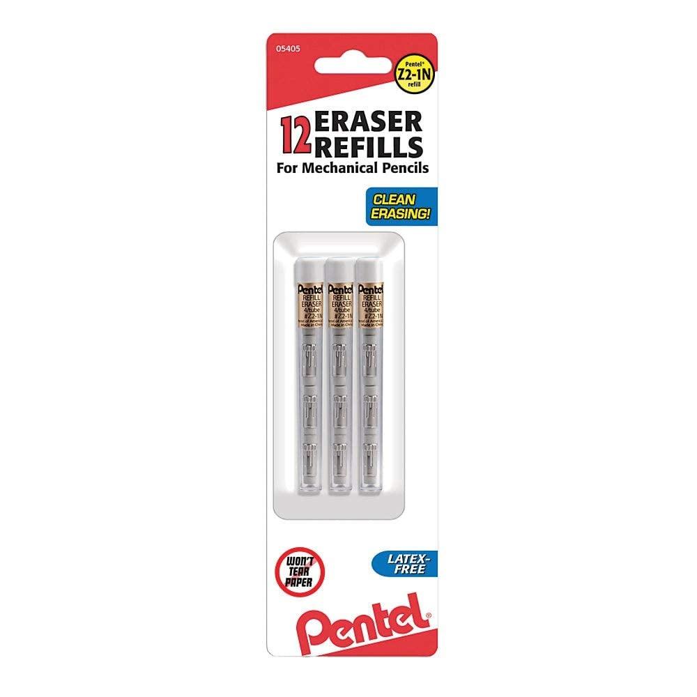 Pentel Eraser Refills For Mechanical Pencils White Pack Of 12