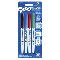 Expo 16074 Visavis Weterase Overhead Transparency Markers Fine Point Assorted Colors 4Count