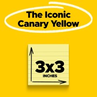 Post-It Notes  3 In X 3 In  6 Pads  Canary Yellow  Lined  America'S #1 Favorite Sticky Notes  Clean Removal  Recyclable