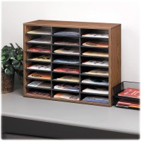 Fellowes 24Compartment Literature Organizer Letter Size Medium Oak 25043