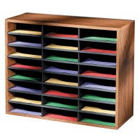 Fellowes 24Compartment Literature Organizer Letter Size Medium Oak 25043