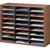 Fellowes 24Compartment Literature Organizer Letter Size Medium Oak 25043