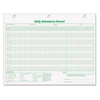 Tops 3284 Daily Attendance Card 8 12 X 11 Green White Pack Of 50 Forms