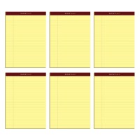 Tops Docket Gold Writing Pads 812 X 1134 Legal Rule Canary Paper Perforated 50 Sheets 6 Pack 63956