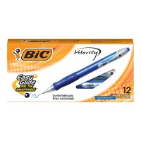 Bic Vlg11Blue Velocity Retractable Ballpoint Pen Refillable Medium Point 10 Mm Blue 12Count