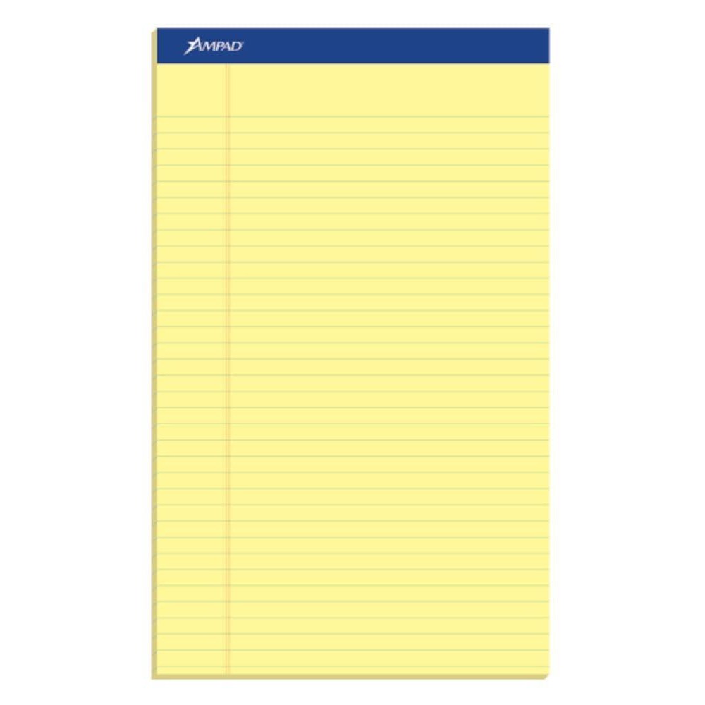 Ampad Top20230 20230 Evidence Perf 812X14 Pads Wide Rule Red Margin Canary 50 Sheets Dozen