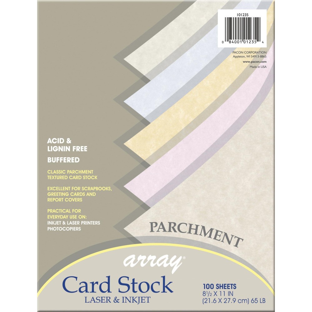 Pacon Card Stock Parchment Assortment 5 Colors 812 X 11 100 Sheets