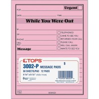 Tops While You Were Out Onesided Note Pads 425 X 55 Inches Pink 50 Sheets Per Pad 12 Pads Per Pack 3002P