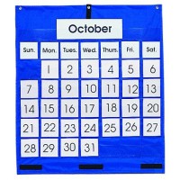 Carson Dellosa Blue Monthly Calendar Pocket Chart 43 Clear Pockets With 72 Cards Classroom Management