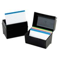 Oxford 01351 Plastic Index Card Flip Top File Box Holds 300 3 X 5 Cards Matte Black 1 Ea