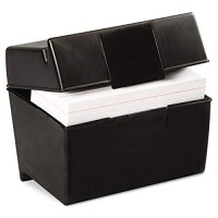 Oxford Plastic Index Card Box 4 X 6 Inches 400 Card Capacity Black 01461