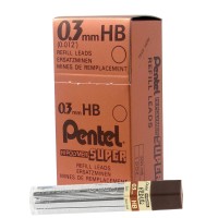 Pentel Super Hipolymer Lead 03Mm Hb Box Of 12 Tubes 300Hb