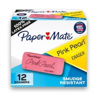 Paper Mate Erasers Pink Pearl Large Erasers 12 Count