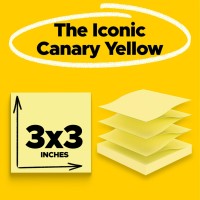 Post-It Dispenser Pop-Up Notes  3 In X 3 In  Canary Yellow  100 Count (Pack Of 12)