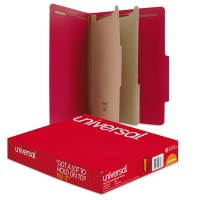 Universal Pressboard Classification Folders Letter 6Section Ruby Red 10Bx