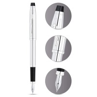 Cross Century Ii Refillable Fountain Pen Medium Nib Includes Premium Gift Box Lustrous Chrome