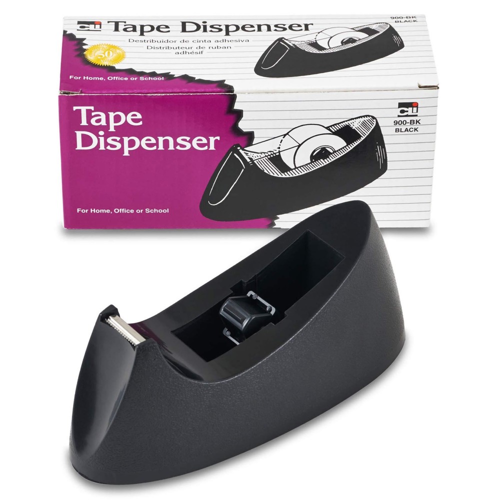 Charles Leonard Desktop Tape Dispenser Weighted Base And Nonslip Base Black C15 Style 900Bk