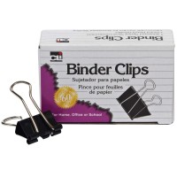 Charles Leonard Binder Clips Large 1 Inch Capacity Blacksilver 12Box Bc10