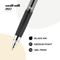 Black Retractable Gel Pens 12 Pack With Medium Points Uniball 207 Signo Click Pens Are Fraud Proof And The Best Office Pens N