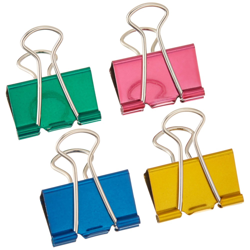 Baumgartens Assorted Colors Large Binder Clips 125 4Pkg