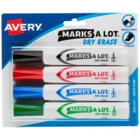 Avery Marks A Lot Dry Erase Markers Low Odor White Board Markers With Chisel Tip 4 Assorted Colors 24409