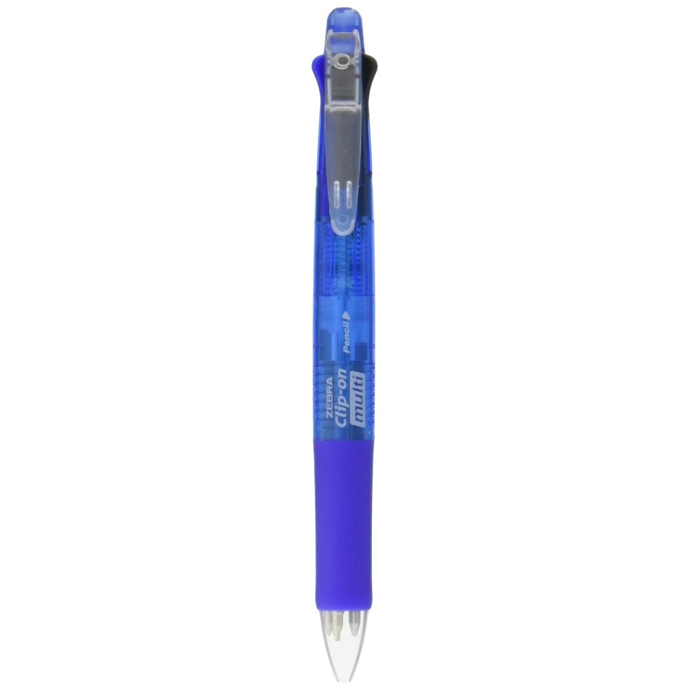 Zebra B4Sa1 Clipon Multi Multifunctional Pen 07Mm Black Blue Red And Green 05Mm Mechanical Pencil Blue Barrel