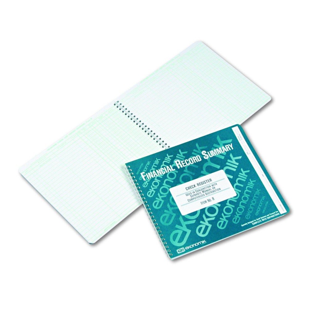 Ekonomik R Wirebound Check Register Accounting System 8 34 X 10 40Page Book Greenwhite