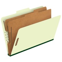 Pendaflex Pressboard Classification File Folders 2 Dividers 2 Embedded Fasteners 25 Tab Cut Legal Size Light Green Box