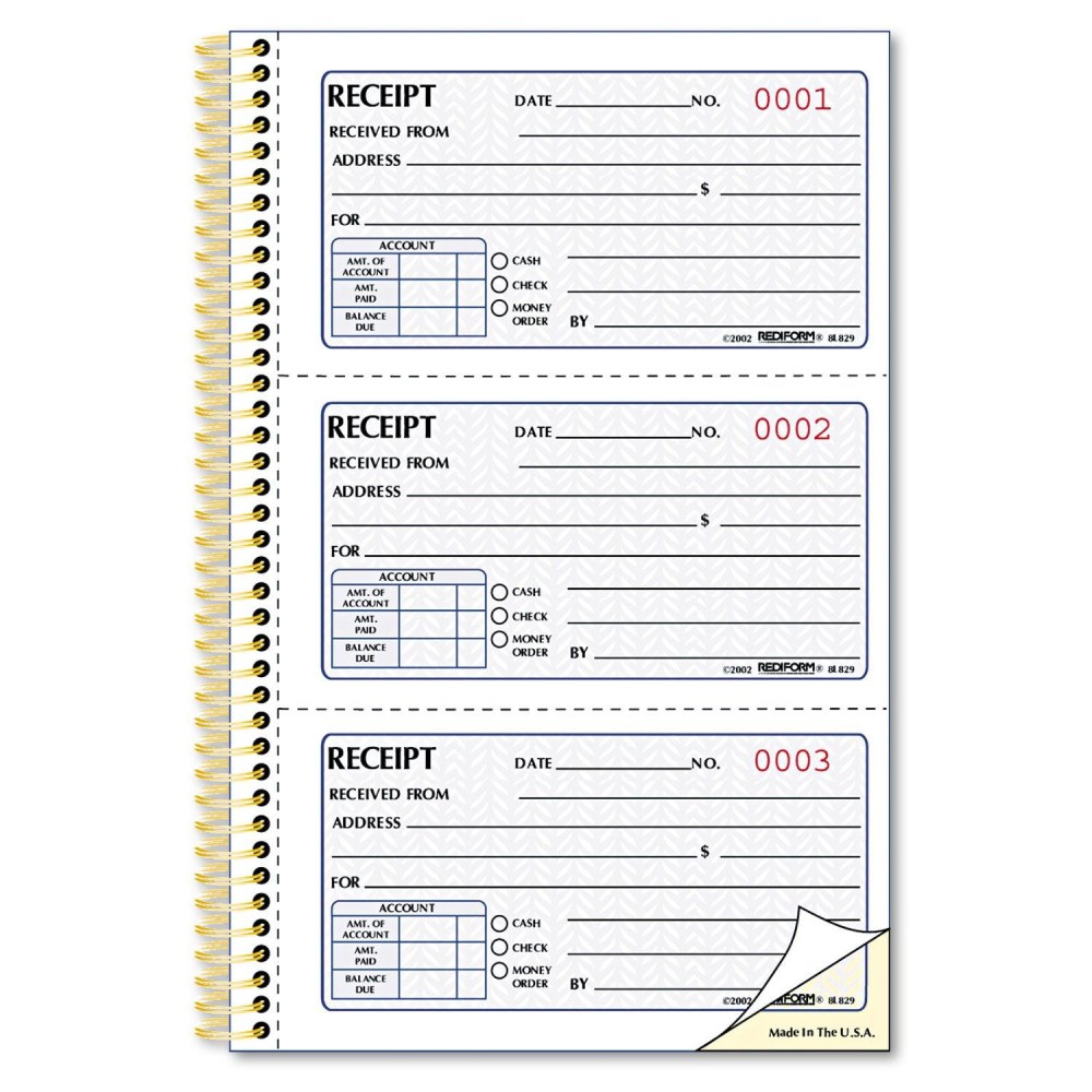 Rediform Gold Standard Money Receipt Book 275 X 5 225 Numbered Duplicates 8L829