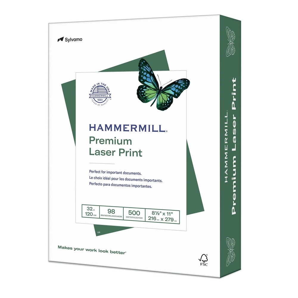 Hammermill Printer Paper Premium Laser Print 32 Lb 85 X 1198 Bright Made In The Usa 104646R 1 Ream 500 Sheets