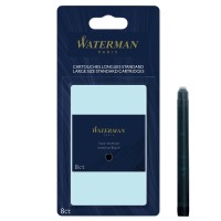 Waterman Fountain Pen Ink Cartridges Long Intense Black 8 Count Blister Pack