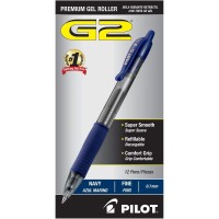 Pilot G2 Premium Gel Roller Pens Fine Point 07 Mm Navy Blue Pack Of 12