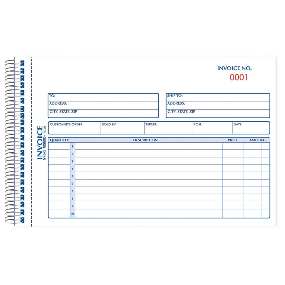 Rediformblueline 512 X 778 Carbonless Duplicate Invoice Book 7L721S