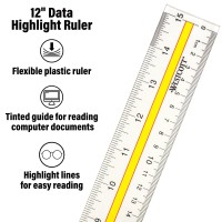 Westcott Acrylic Data Highlight Reading Ruler With Tinted Guide 15 Clear