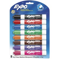 Expo 80678 Lowodor Dry Erase Markers Chisel Tip Assorted Colors 8Count