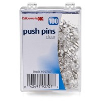 Charles Leonard Push Pins Clear 100Pack 200Cl