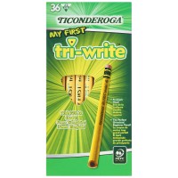 Ticonderoga My First Triwrite Woodcased Pencils Unsharpened 2 Hb Soft With Erasers Yellow 36 Count