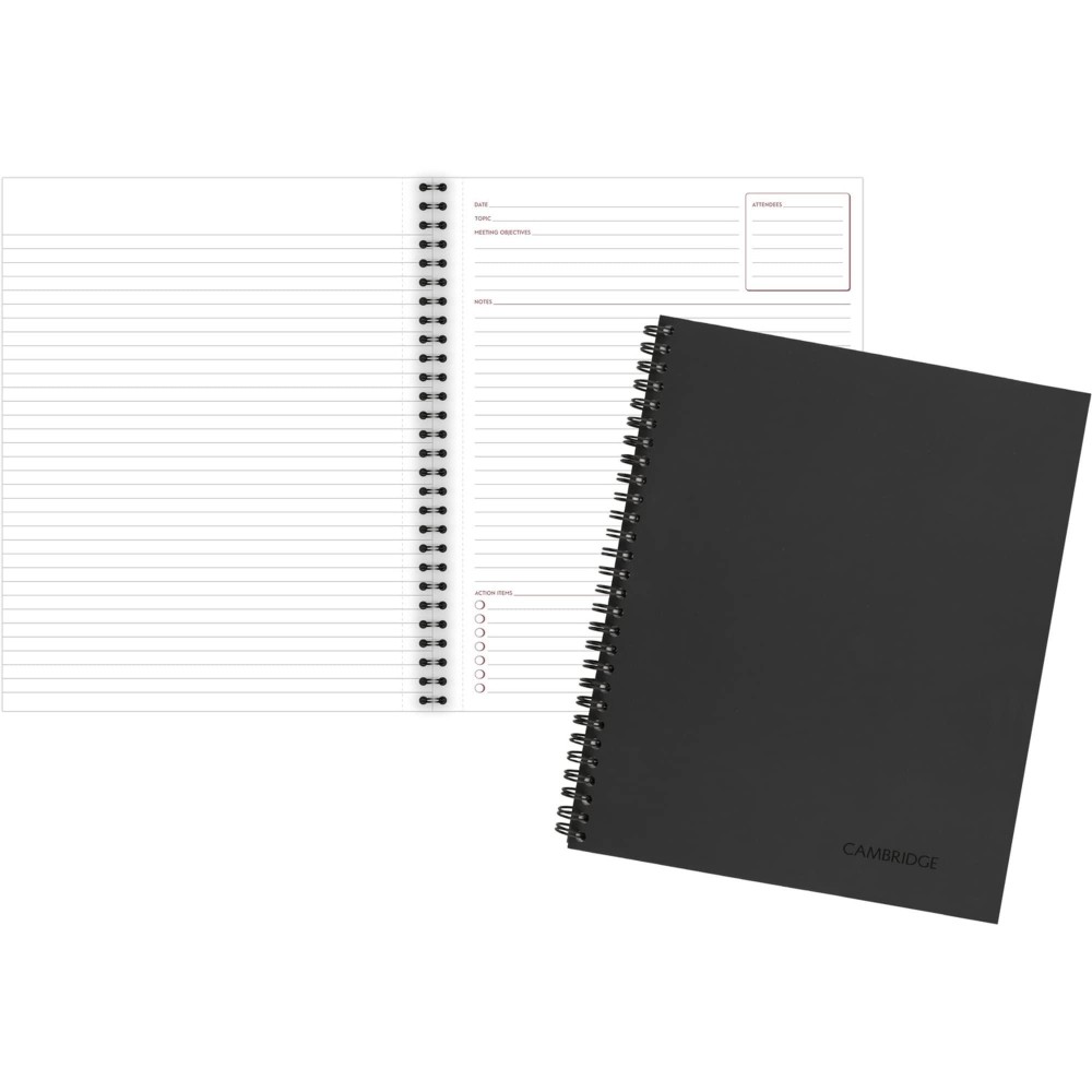 Cambridge Notebook Business Notebook 814 X 11 80 Sheets Ruled Meeting Notes Flexible Cover Wirebound Gray 06132