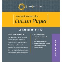 Promaster Natural Watercolor Cotton Paper 13X19 20 Sheets Model 1582