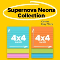 Postit Super Sticky Notes 4X4 In 3 Pads 2X The Sticking Power Assorted Bright Colors Lined 6753Ssmx