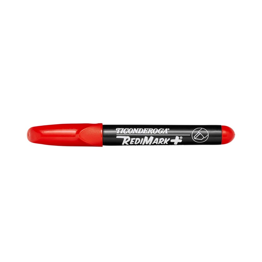 Ticonderoga Redimark Plus Low Odor Permanent Markers Chisel Tip Red 12 Count X95001 95001