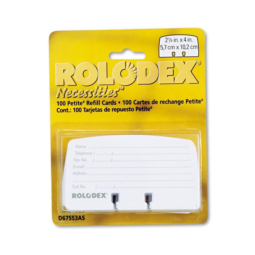 Rolodex Corporation Products Card Refills For Petite Card Files 214X4 100 Cards White Sold As 1 Pk Card Refills