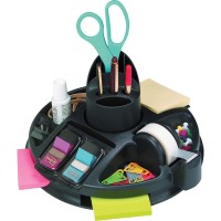 3M Rotary Desktop Organizer 55 Height X 95 Width X 95 Depth Desktop Nonskid 15 Recycled Black Plastic 1 Each