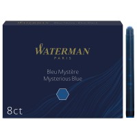 Waterman Fountain Pen Ink Cartridges Long Mysterious Blue 8 Count