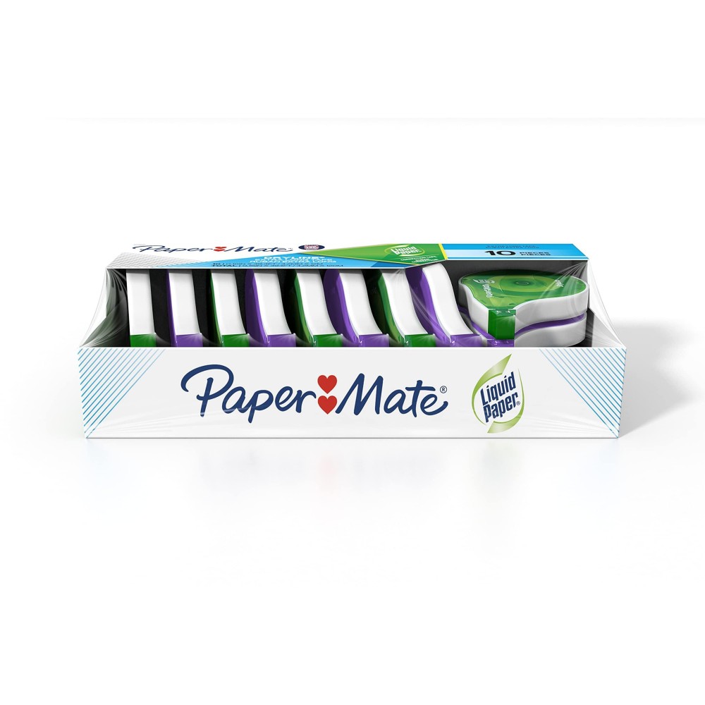 Paper Mate Liquid Paper Dryline Extra Long Tape Assorted Colors 10 Count