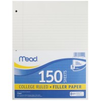 Mead Loose Leaf Paper Filler Paper College Ruled 150 Sheets 1012 X 8 3 Hole Punched 1 Pack 15111 White