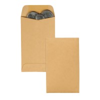 Quality Park 3 Coin And Small Parts Envelopes Gummed Brown Kraft 25X425 500 Per Box 50262