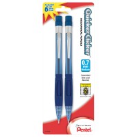 Pentel Quicker Clicker Automatic Pencils 07Mm Transparent Blue Barrel And Purple Barrel Pack Of 2 Pencils Pd347Bp2K6